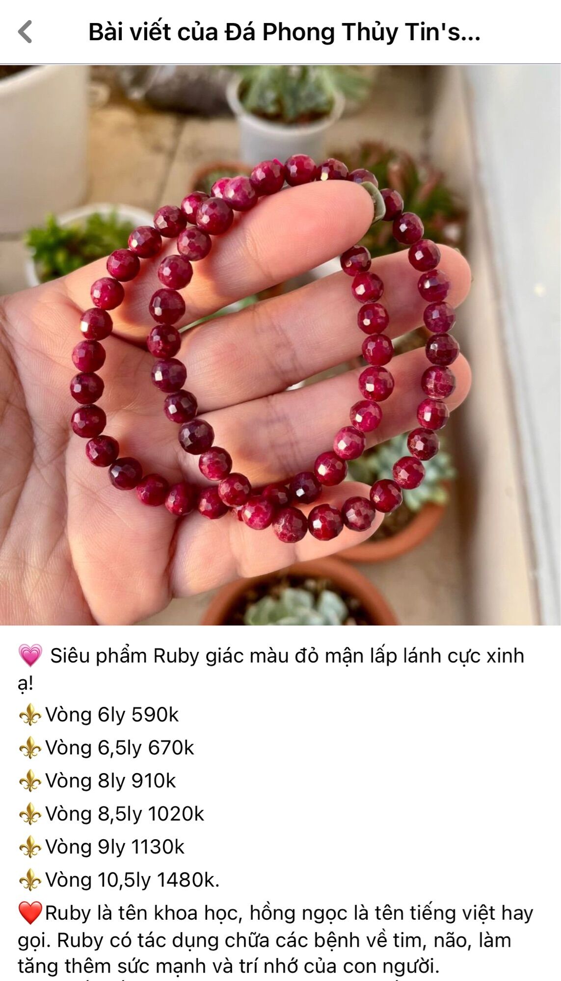 Vòng tay Ruby Nam Phi màu đỏ mận giác ánh đẹp