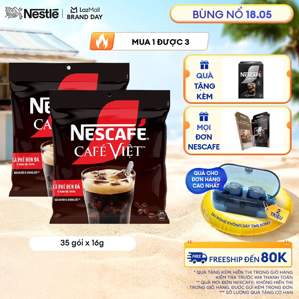 [ƯU ĐÃI THÁNG 5][Giao hàng toàn quốc] Combo 2 Cà phê đen hòa tan NESCAFÉ CAFÉ VIệT (Túi 35 gói x 16g)