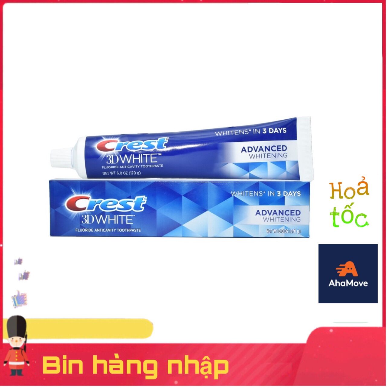 1 TUÝP KEM ĐÁNH RĂNG CREST 3D WHITE ADVANCED 158Gr - MỸ