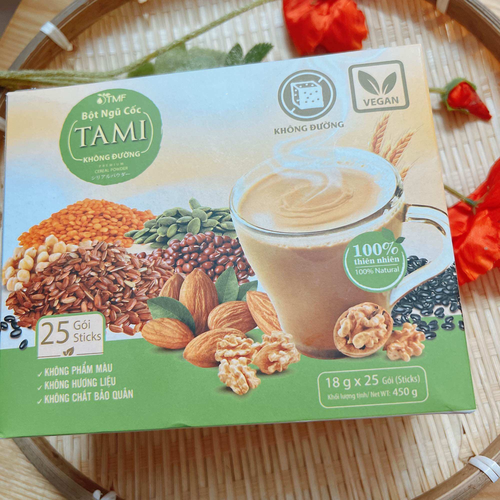 Bột ngũ cốc Tami không đường 450gr (18gx25 gói)