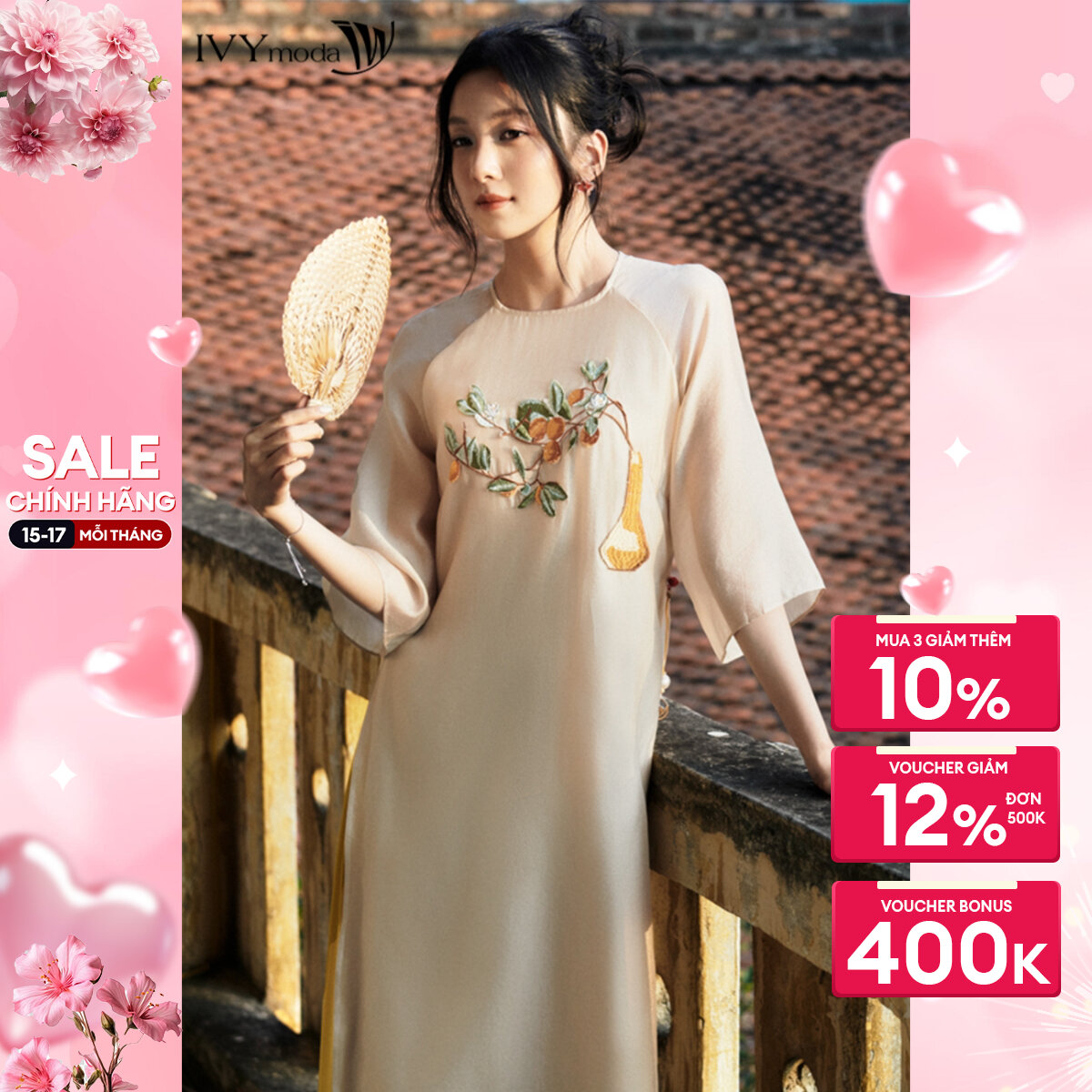 Set áo dài như ý và họa y ivy moda ms 86m8031