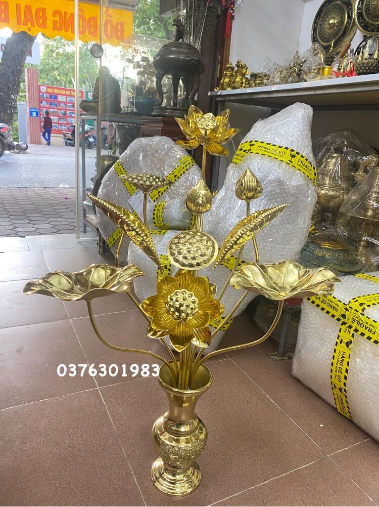 Combo hoa sen 10 cành đi kèm lọ