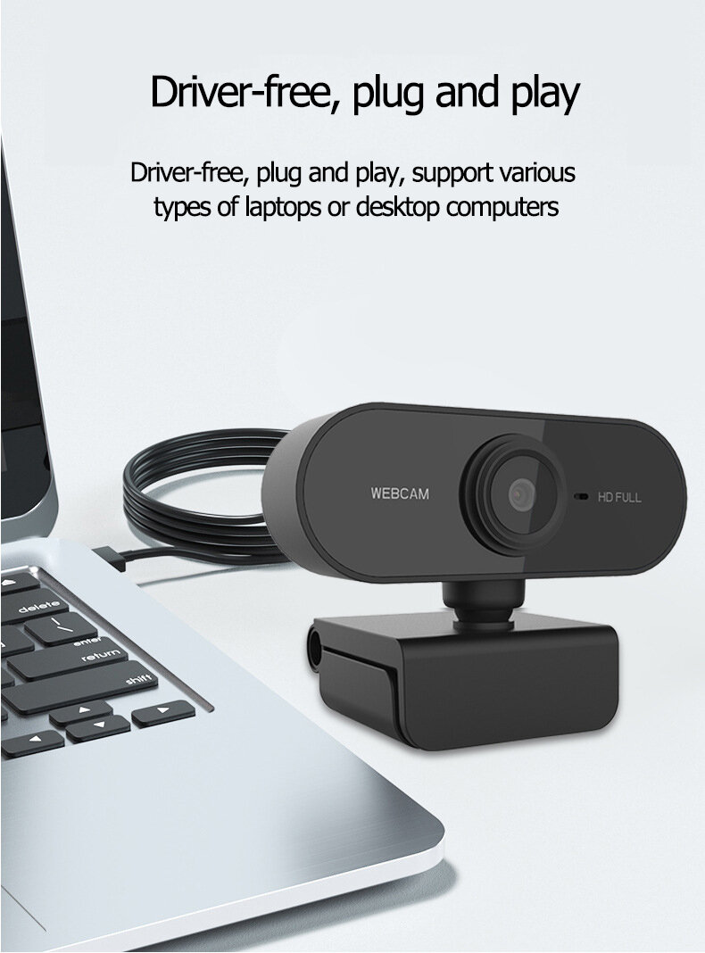 Computer Webcam 1080P Full HD Camera USB Computer Smart Camera for Laptops & Desktops & All in one Computers