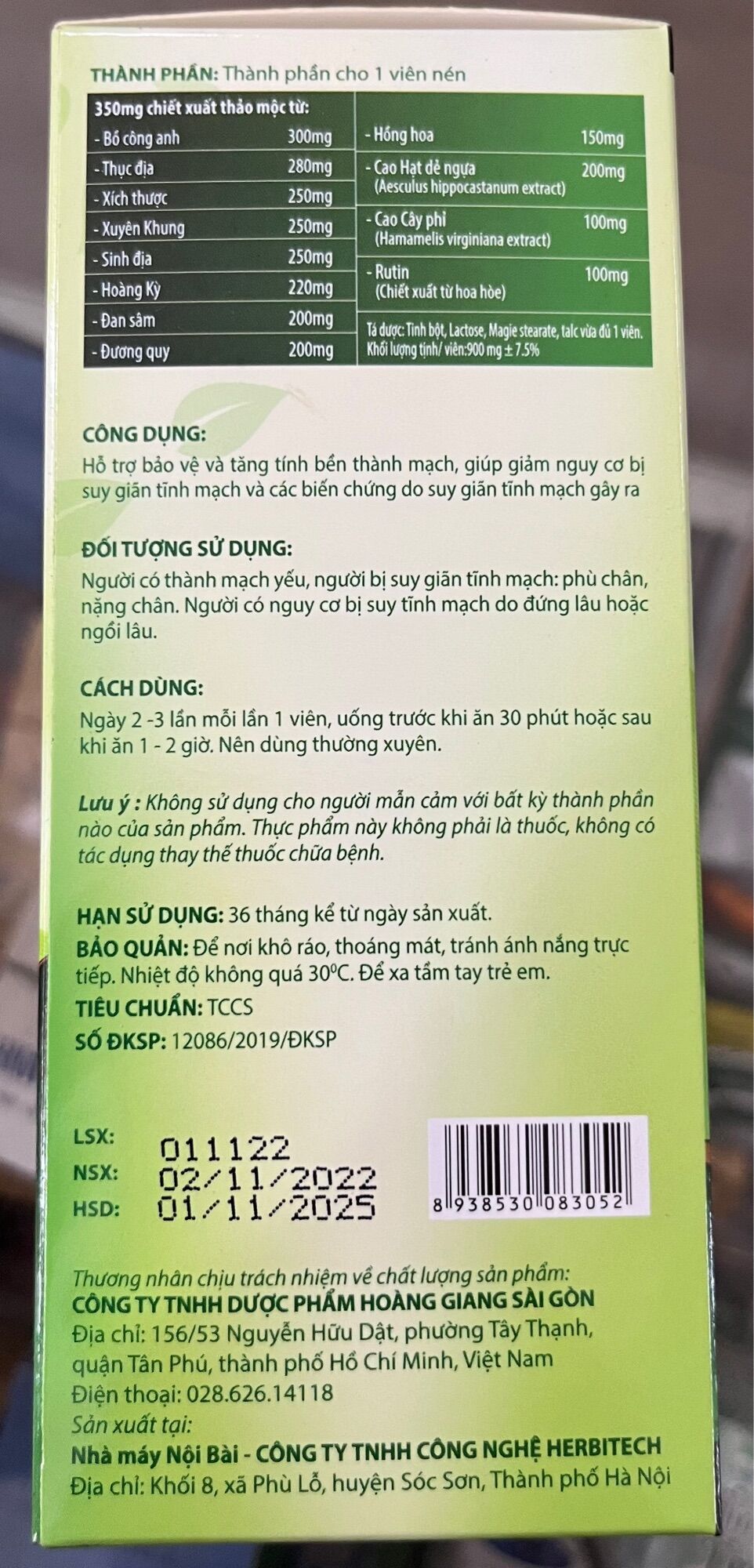 TĨNH MẠCH ĐAN - DÙNG CHO NGƯỜI SUY GIÃN TĨNH MẠCH