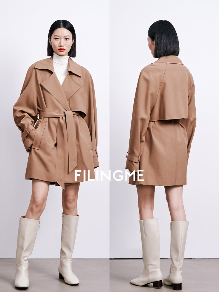 Classic Khaki Short Waist-Cinching Windbreaker Coat Giá  4,856,000 Đồng*Miễn phí vận chuyển