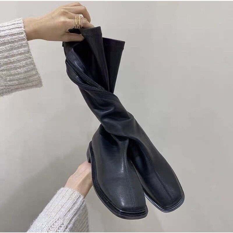 Bốt đùi đế thấp chất da mềm hàng đẹp