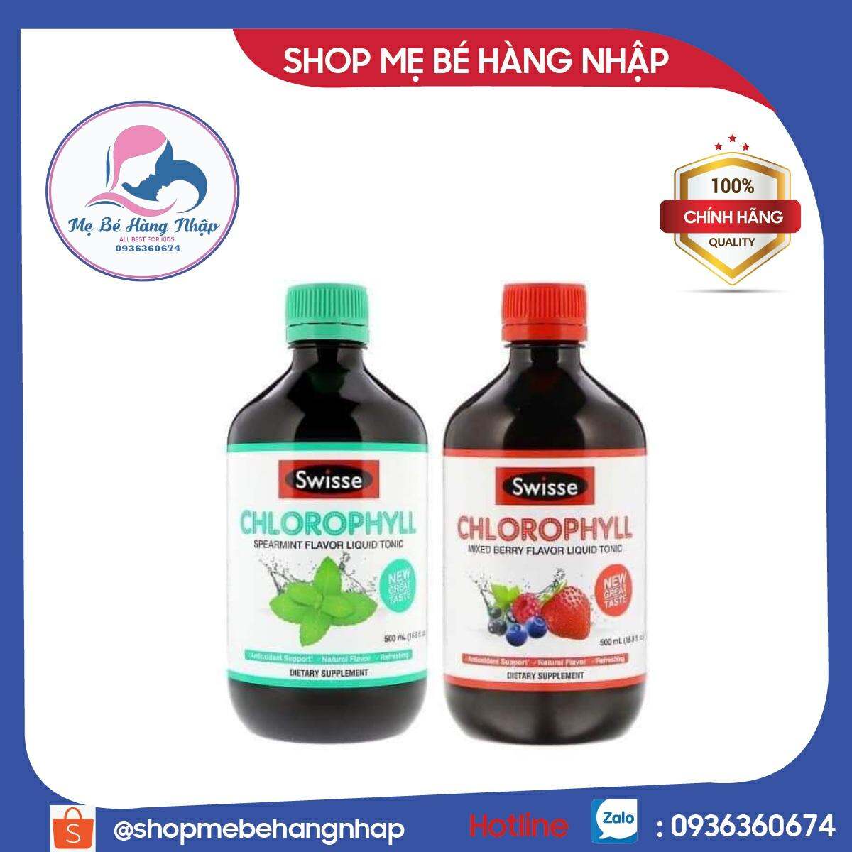 Nước diệp lục Swisse Chlorophyll chính hãng của ÚC 500ml dâu tây và bạc hà