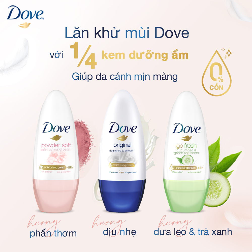 Lăn khử mùi Dove dưỡng da sáng mịn 40ml