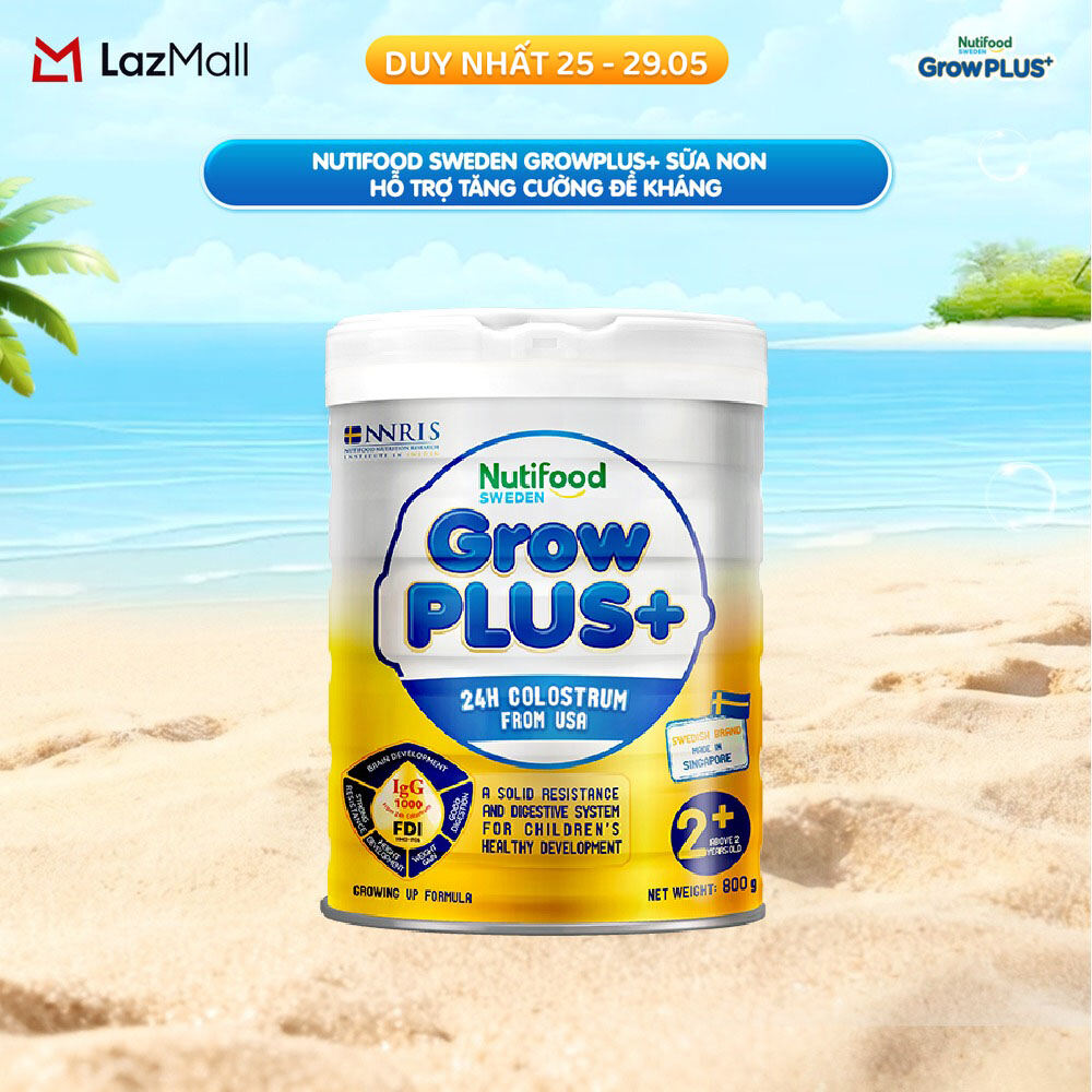 Sữa bột Nutifood GrowPLUS+ Sữa Non 2+ 24h - Hỗ Trợ Tăng Cường Đề Kháng (Lon 800g)