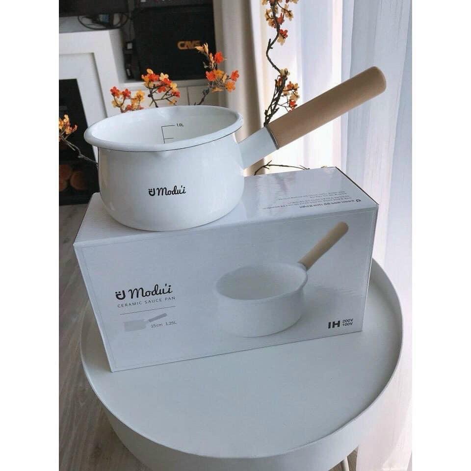 Nồi sứ modui nấu cháo, bột ăn dặm style hàn quốc size 16cm