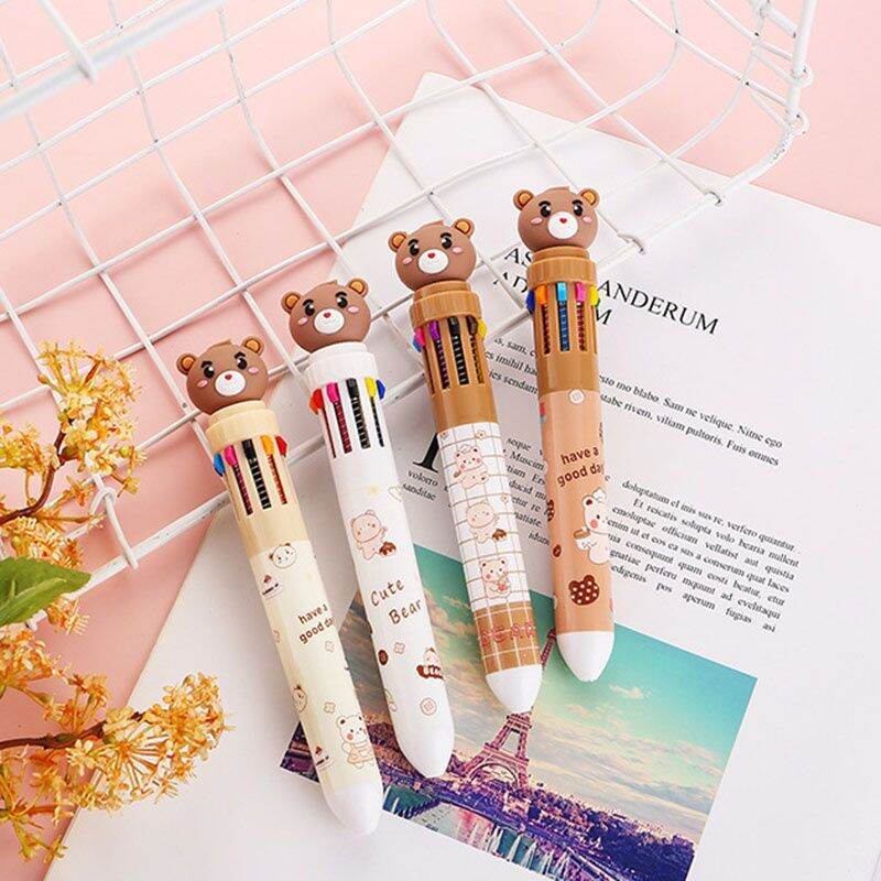 Bút bi 10 màu hình bé gấu nâu Happy Cute Bear