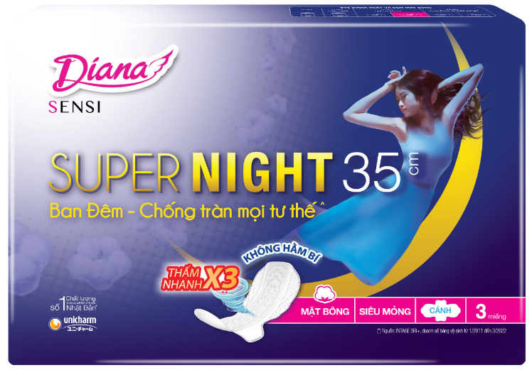 [Hết Tặng] Combo 6 gói bvs Diana Đêm SENSI 35cm
