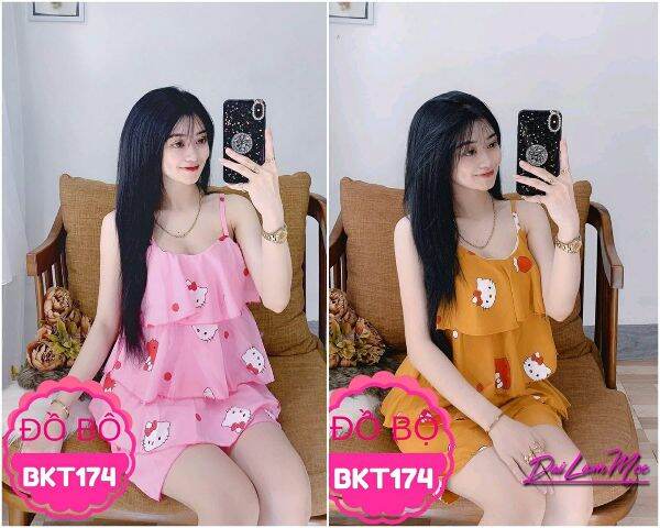 [Voucher Freeship 49k]Đồ bộ mặc nhà kate lụa nữ dễ thương giá rẻ - M18