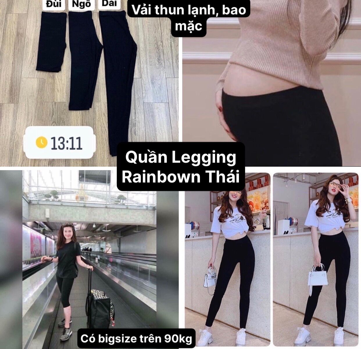 Quần legging rainbow thun mát siêu co giản thái lan dài-lững-ngắn
