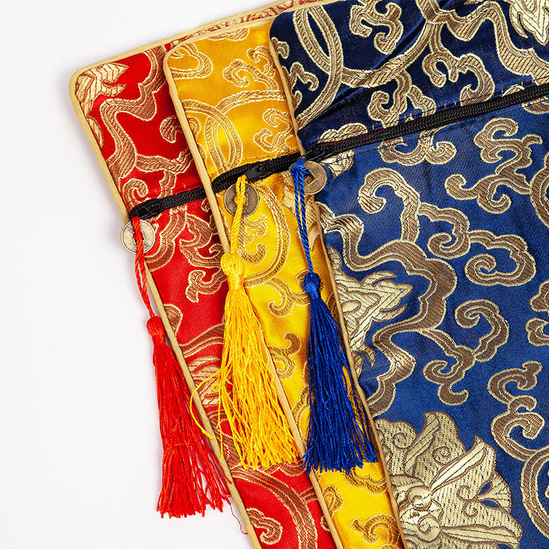 yb ge Double Thickened Scripture Bag Package Scripture Bag Large Size Book Bag Book Cloth Buddhist Scripture Bag Sub-Buddha Scripture Bag Pericardium Meridian Was Bag Buggy Bag Sutra Copy Scripture ben shou Copy Buddhist Scriptures Red Cloth
