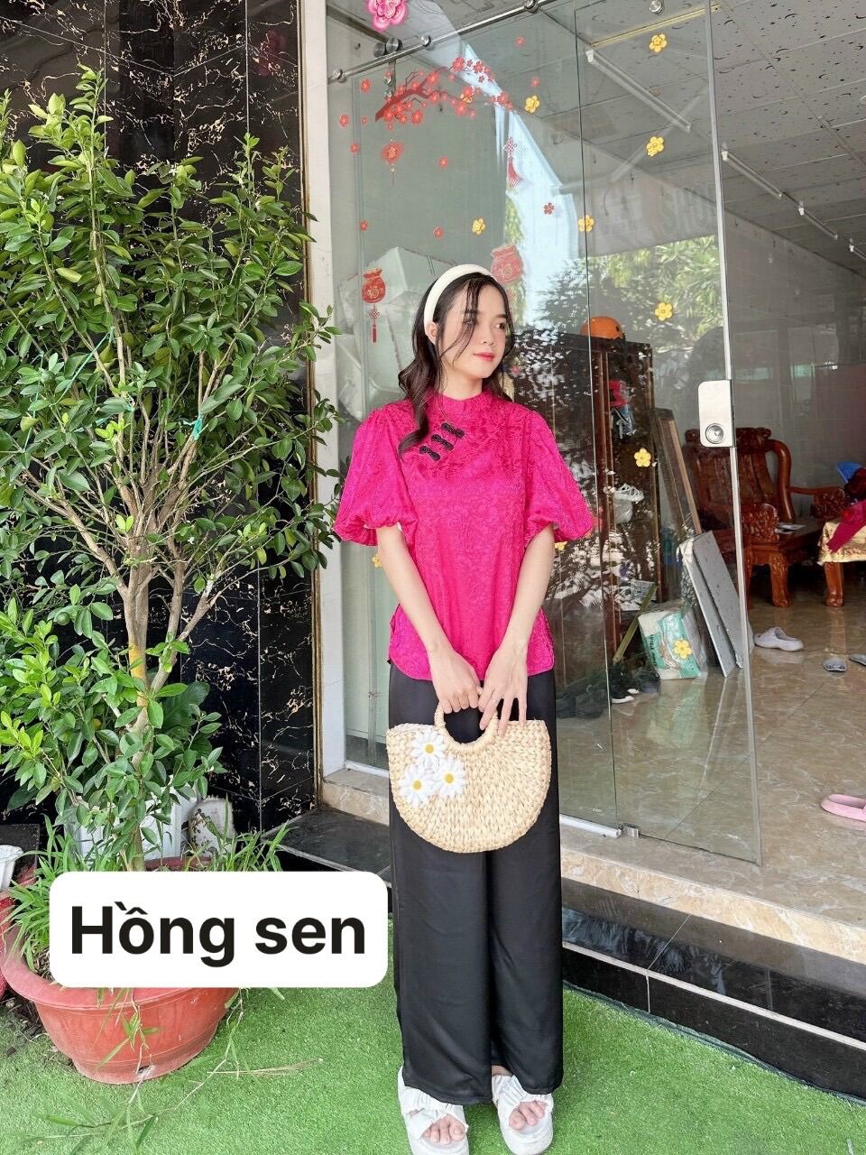 Đồ lam đi chùa _ Mẫu Gấm Tay Phồng ( vãi gấm )