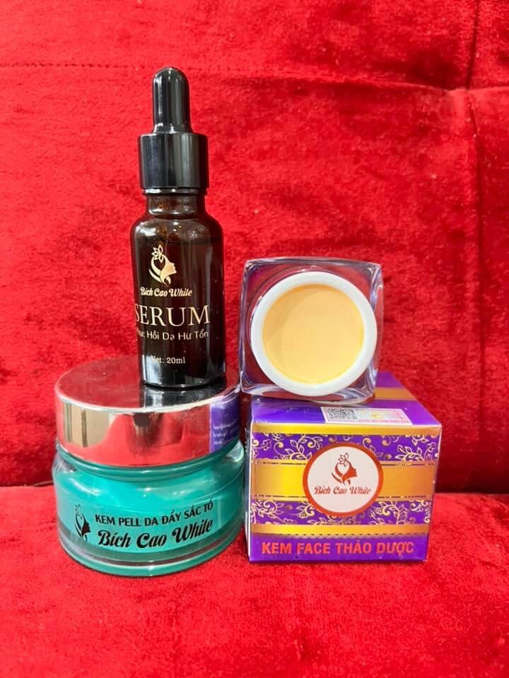 Combo kem pell bong dưỡng 3 món-Kem pell+Serum+Kem dưỡng tím