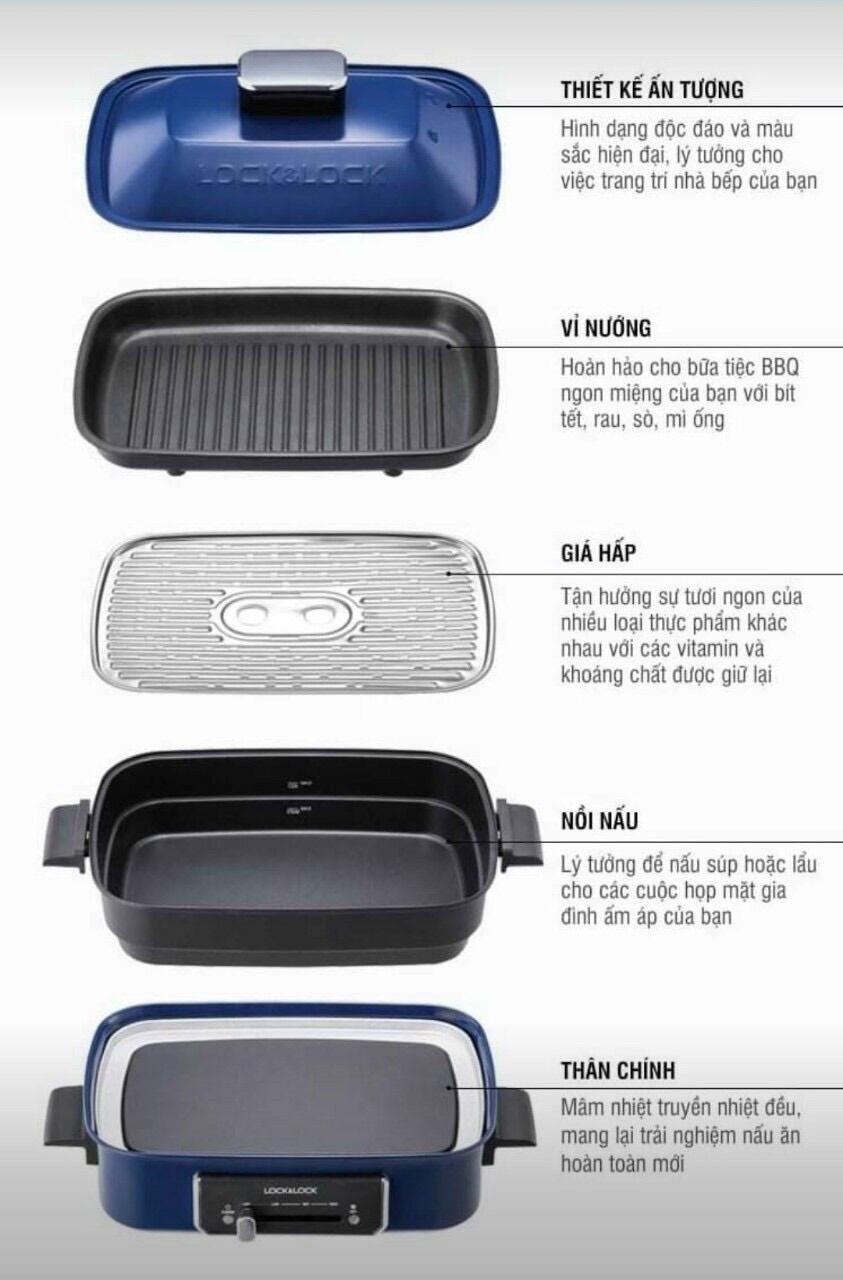 👍🧸 NỒI ĐIỆN ĐA NĂNG 3in1 LOCK&LOCK- EJG556 👍👍