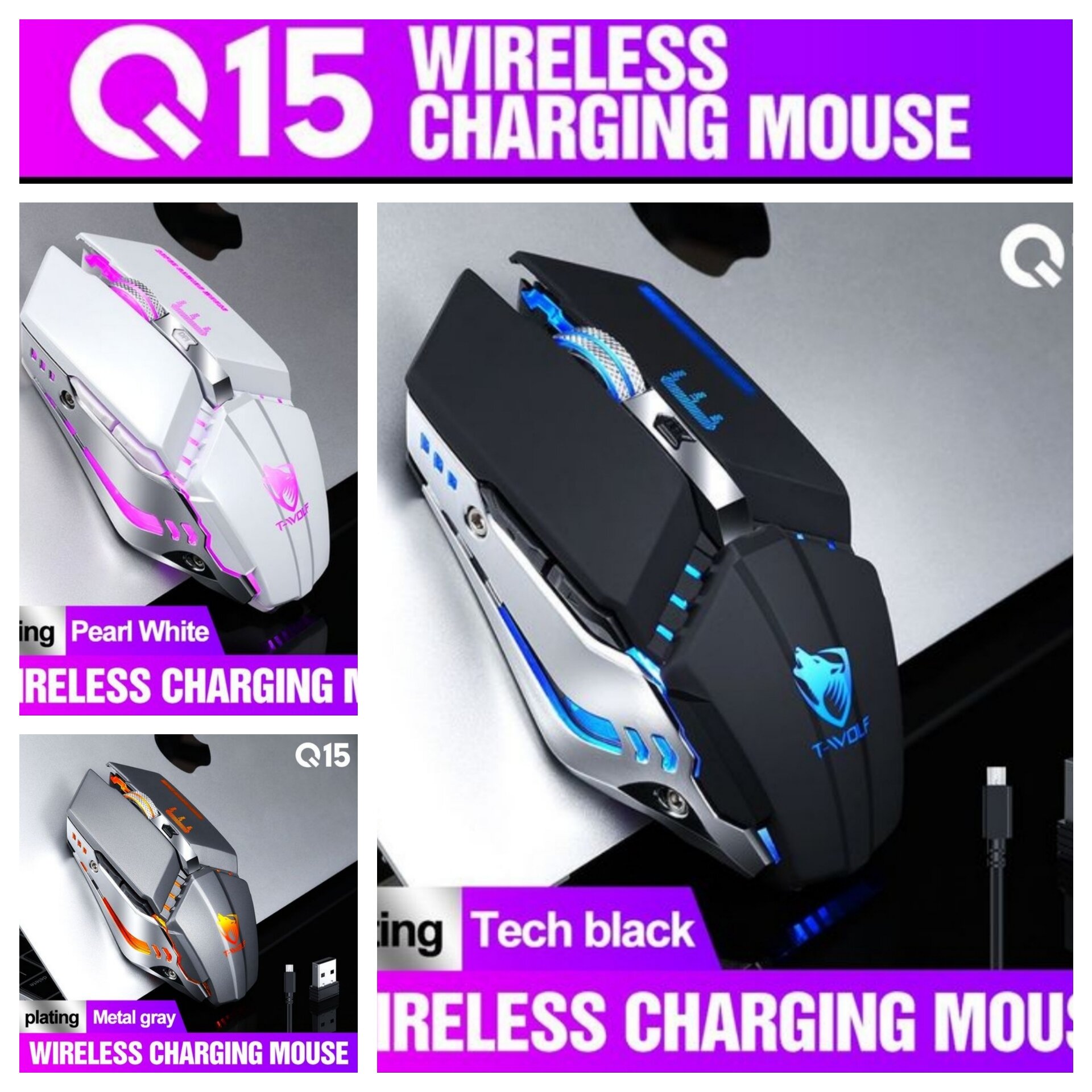 Chuột máy tính không dây t-wolf q15 gaming mouse, hàng chính hãng, bảo hành 6 tháng