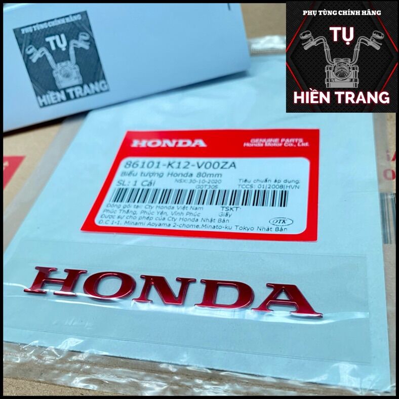 Tem logo honda nổi 3d màu đỏ 80mm zin chính hãng honda
