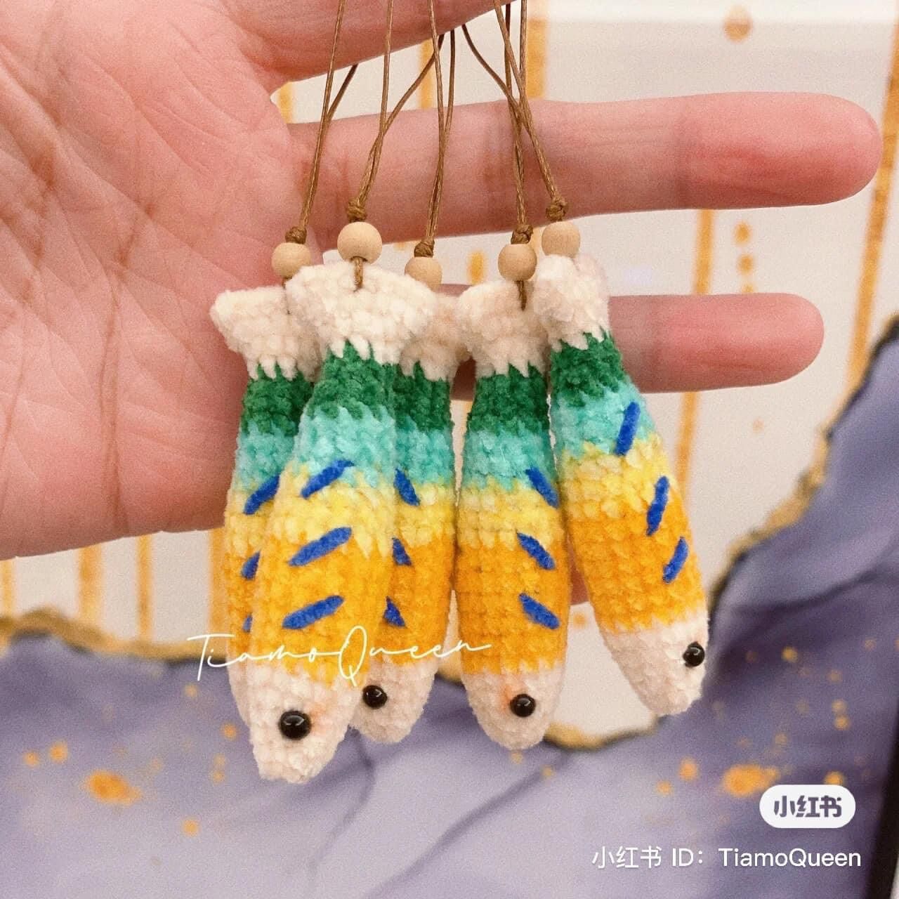 Móc khoá con cá bằng len /móc khoá cá handmade