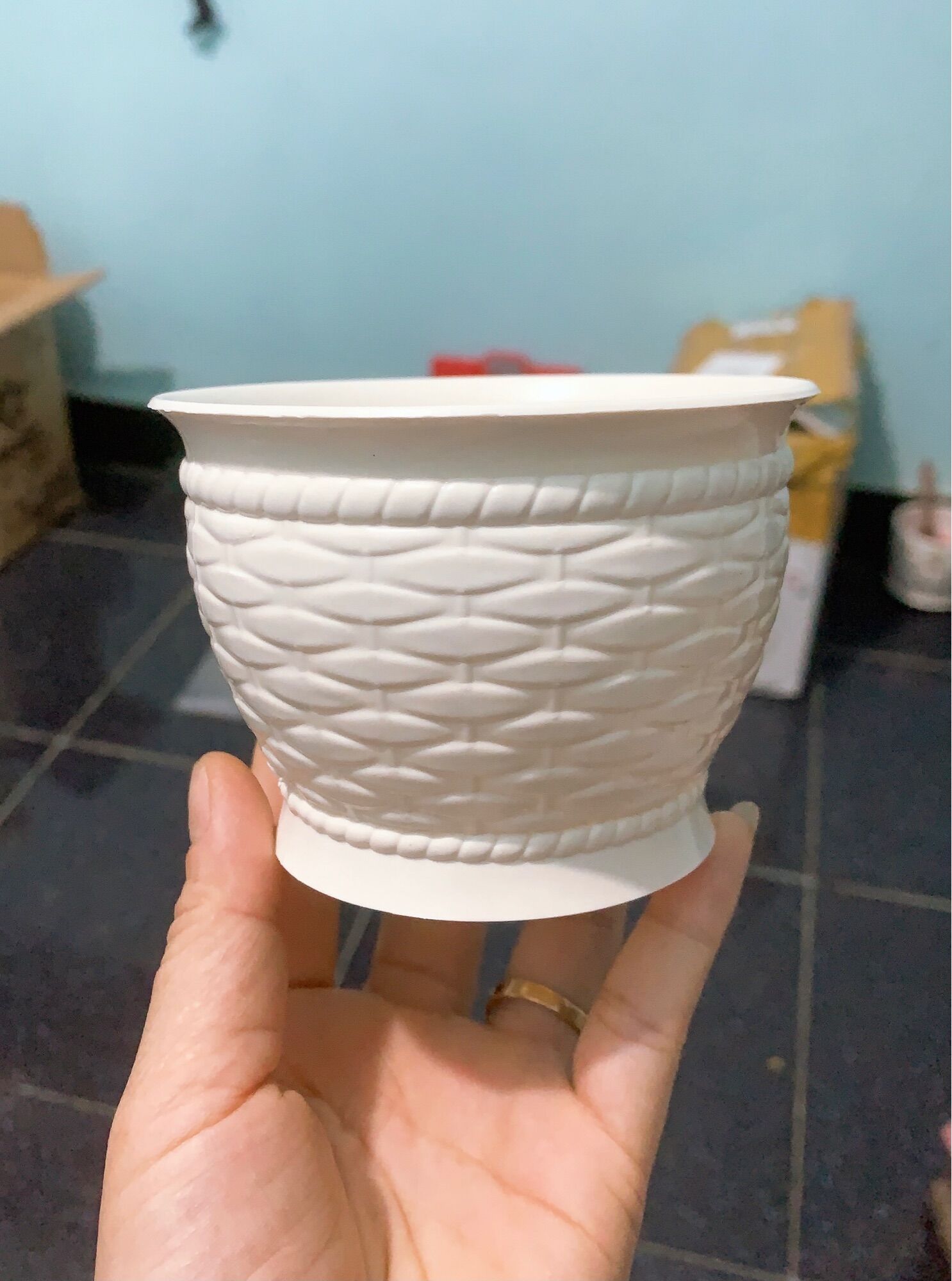 Combo 10 chậu nhựa trắng trồng cây (7.5x10cm)