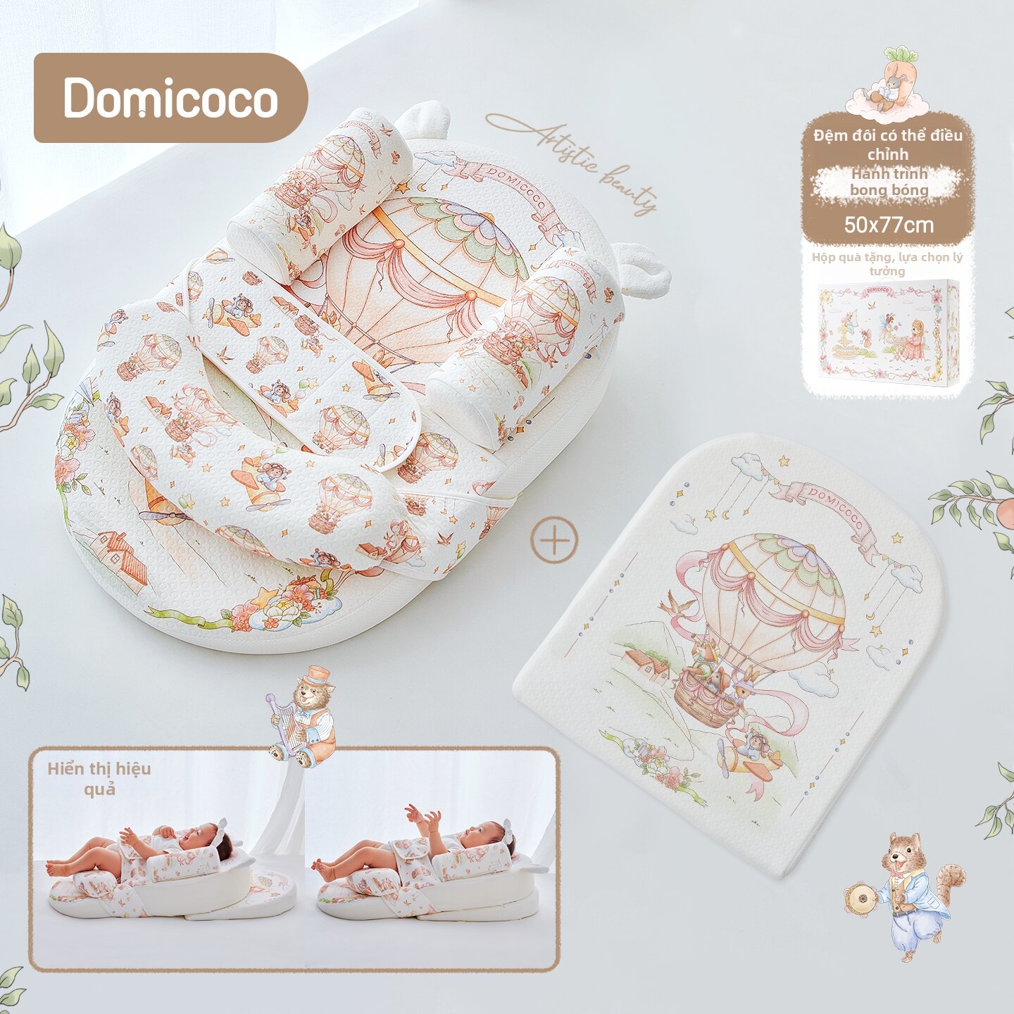 Domicoco | Gối Nệm Chống Trào Ngược Điều Chỉnh Được Cho Bé