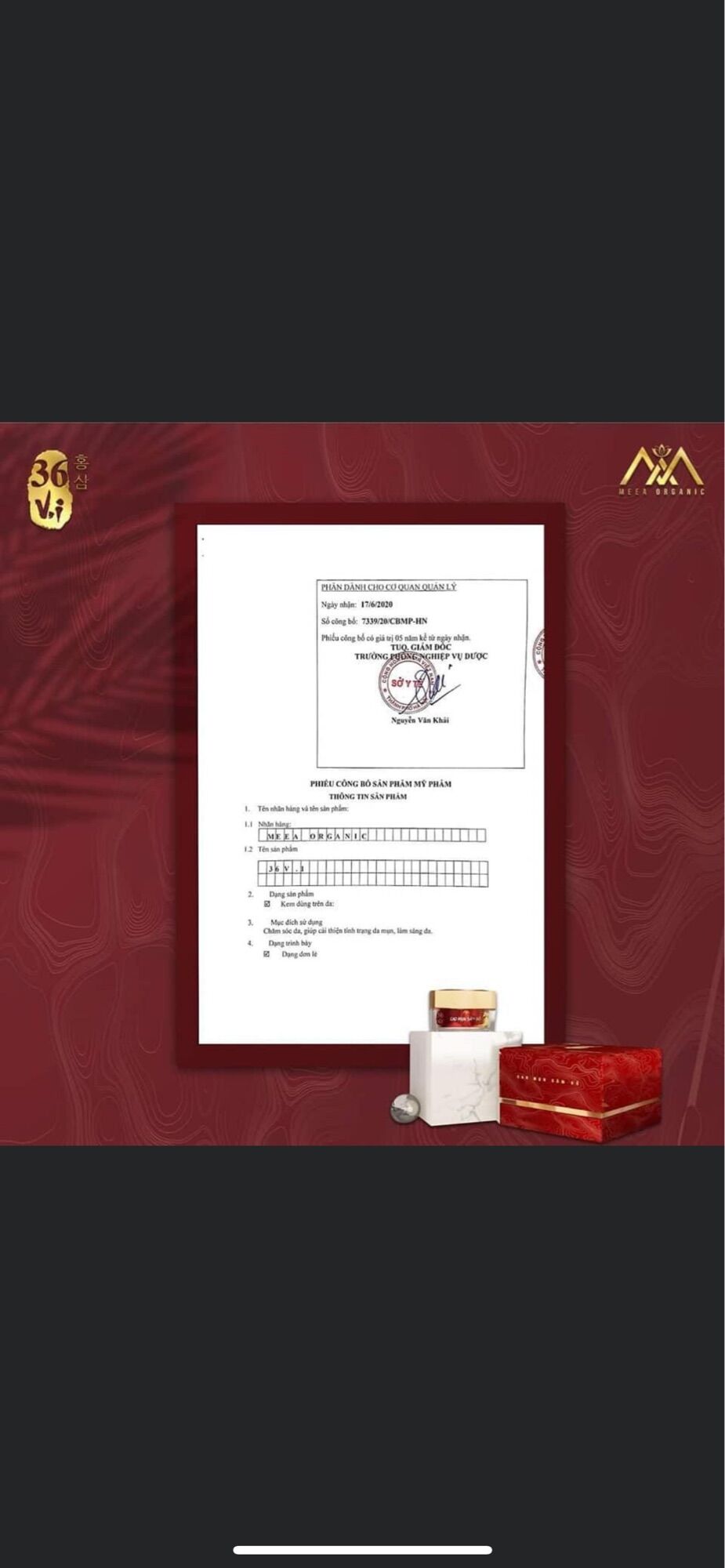 Cao mụn sâm đỏ 36 vị 15gr Meea Organic