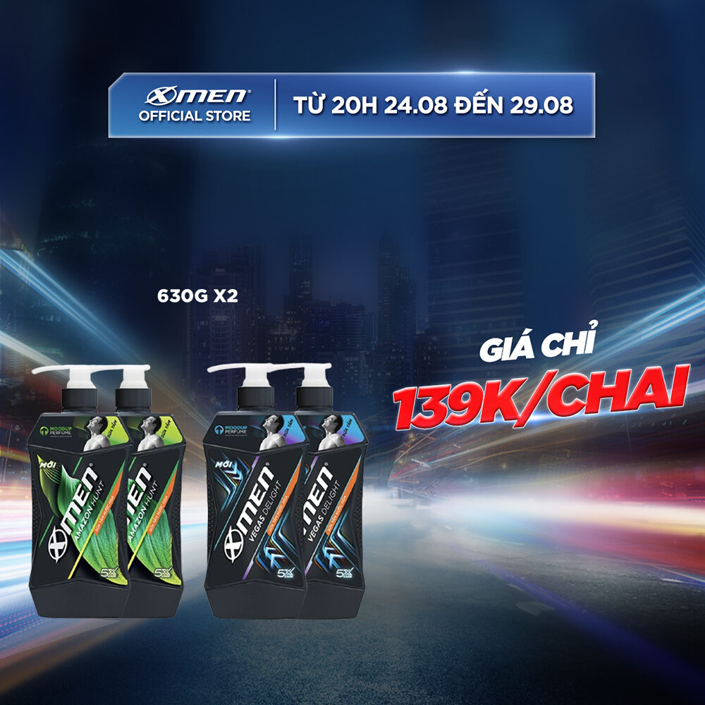 Combo 2 Sữa tắm Xmen Amazon Hunt/ Vegas Delight 630g - Công nghệ mùi hương giúp tinh thần phấn chấn