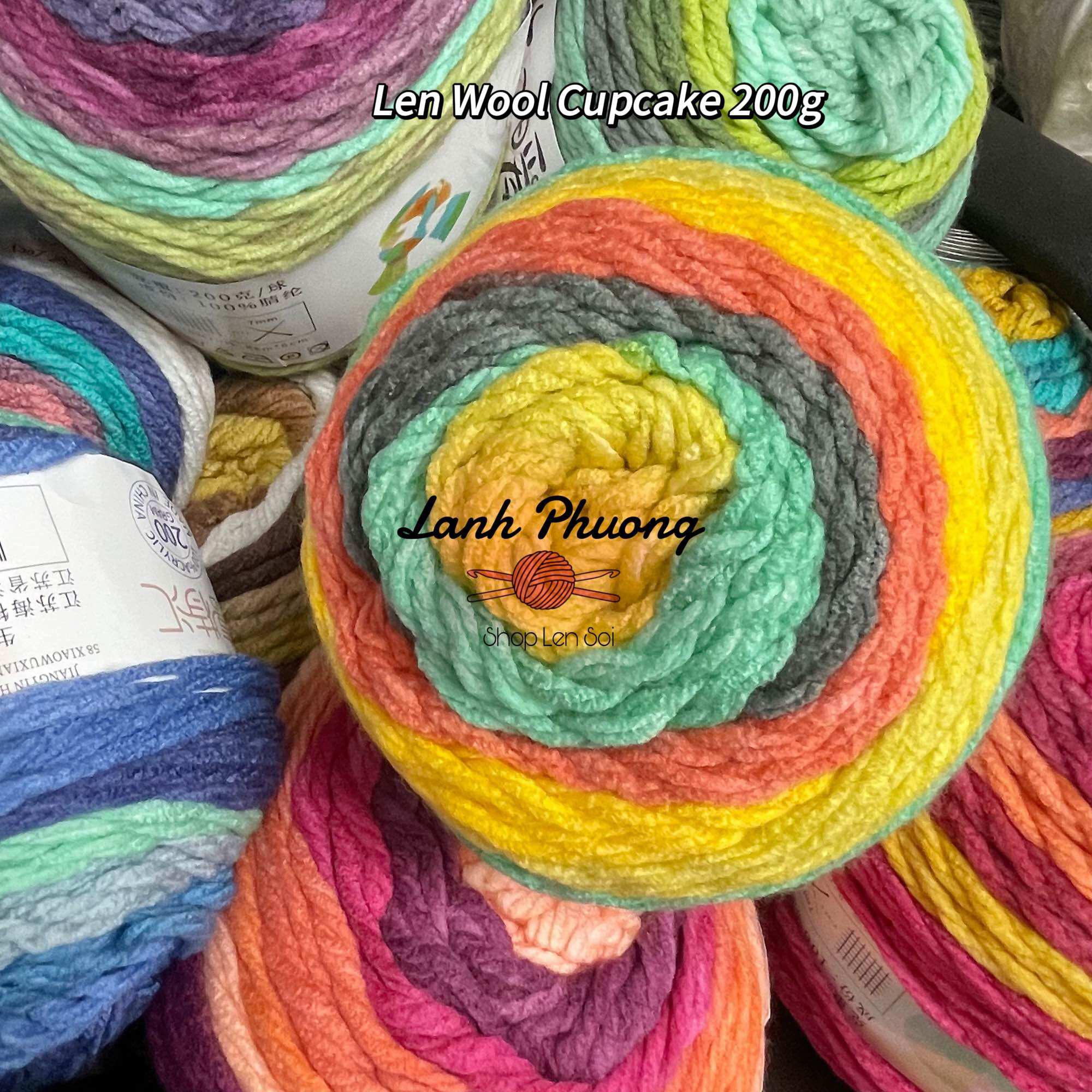 Len wool cupcake sợi to 200g