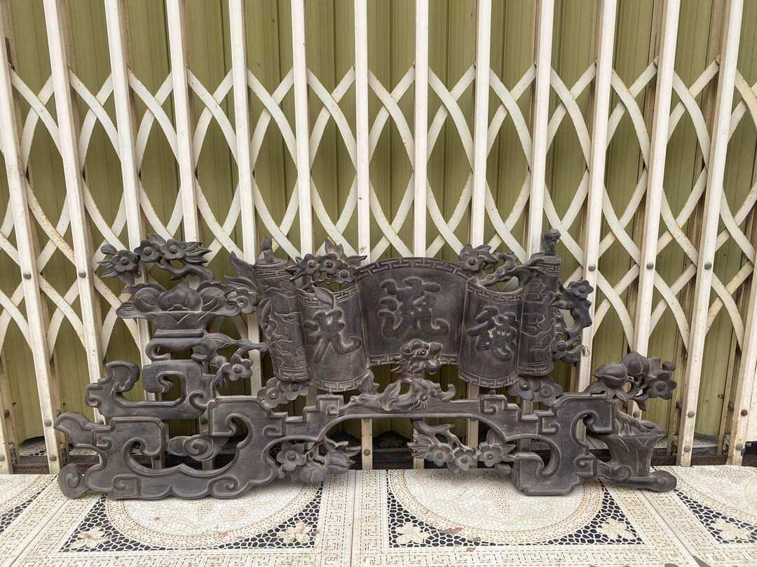 Khánh thư đức lưu quang giả cổ gỗ lim 110x48x3,5cm