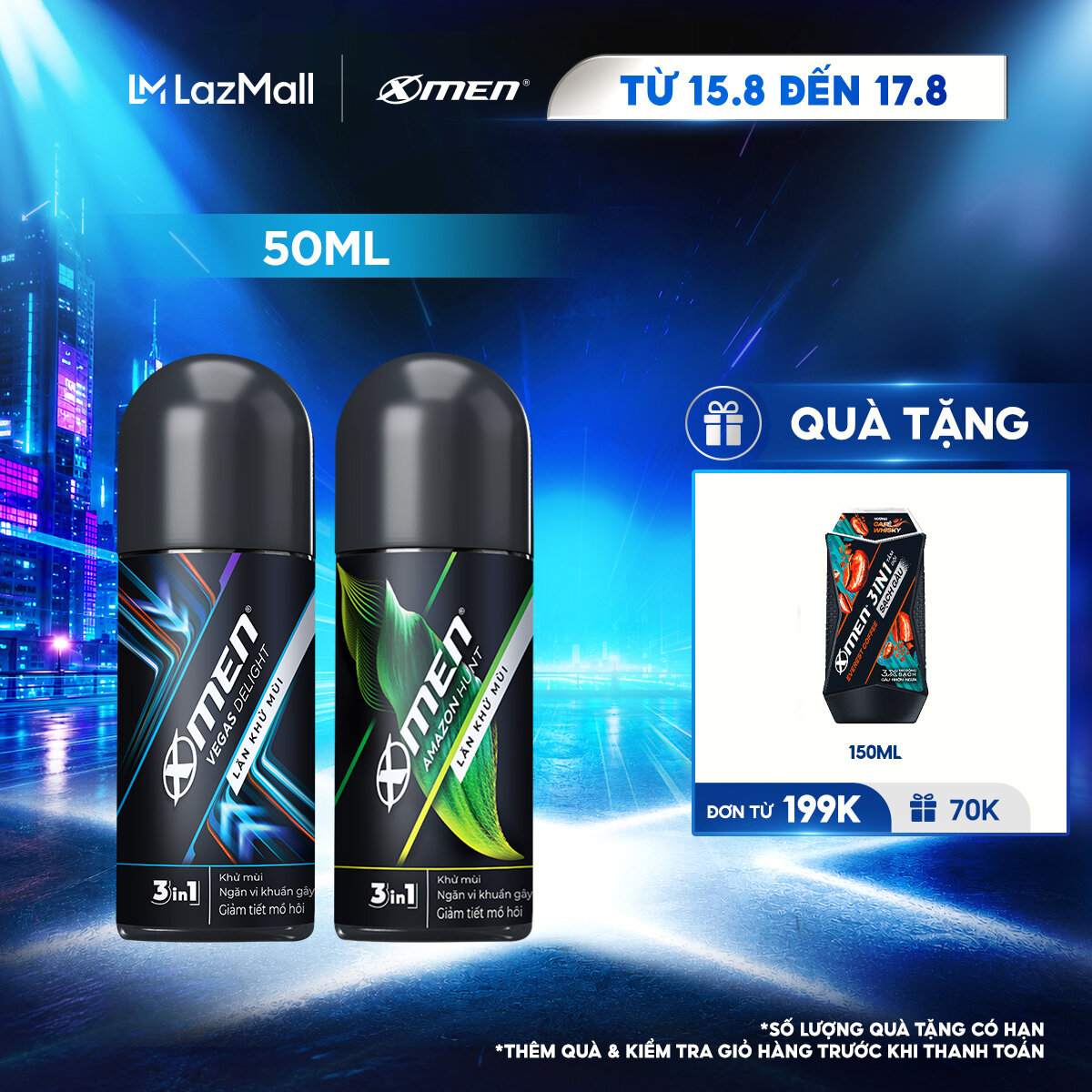 [MỚI] Lăn Khử Mùi XMen Amazon Hunt/ Vegas Delight 50ml - Công nghệ mùi hương mới