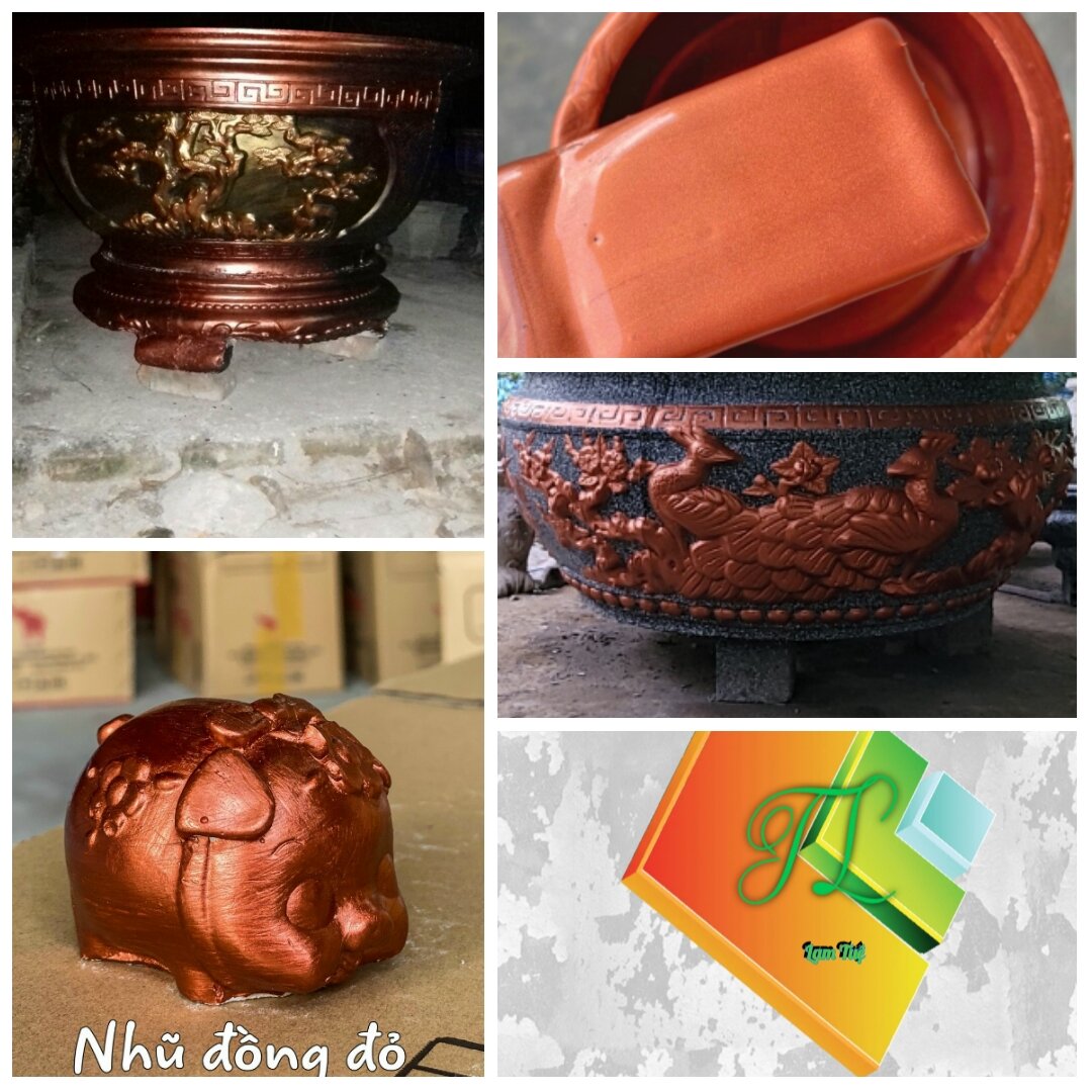 Sơn Chậu Kiểng Màu Nhũ Đồng Đỏ Lon 850gr Hệ Nước