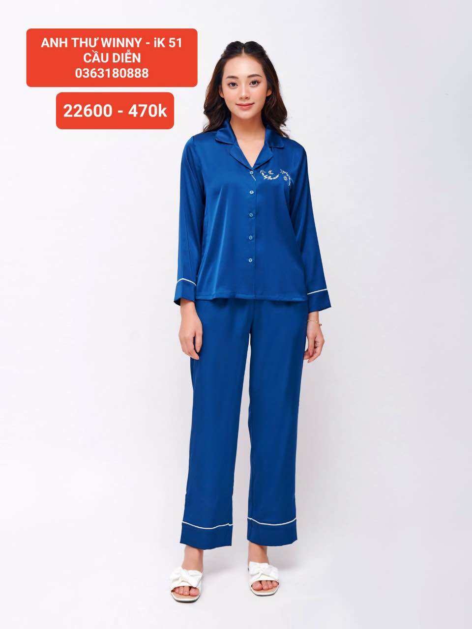 [WONNER - 22600 XANH NAVY] LỤA DÀI TAY QUẦN DÀI