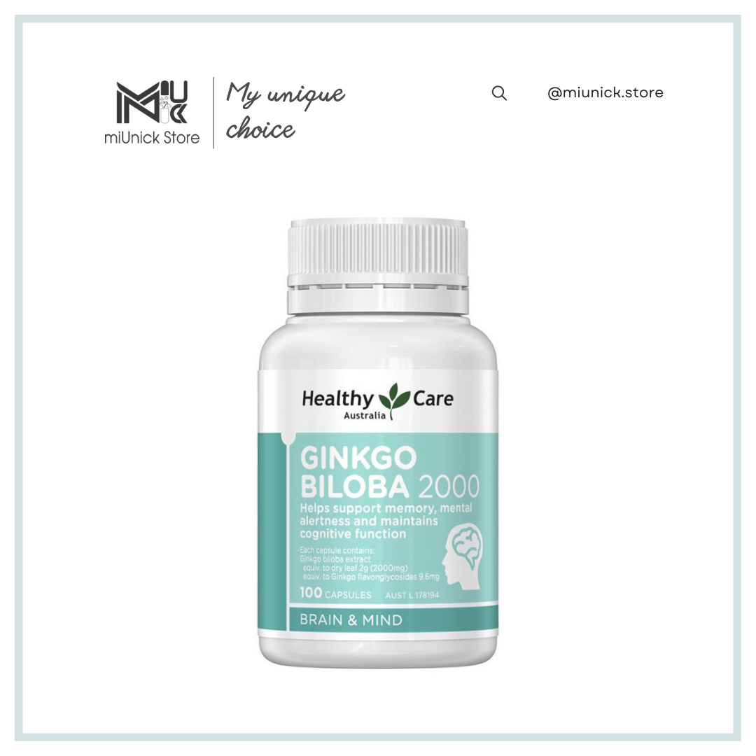 Viên Uống Bổ Não Chiết Xuất Bạch Quả Healthy Care Ginkgo Biloba Hộp 100 viên