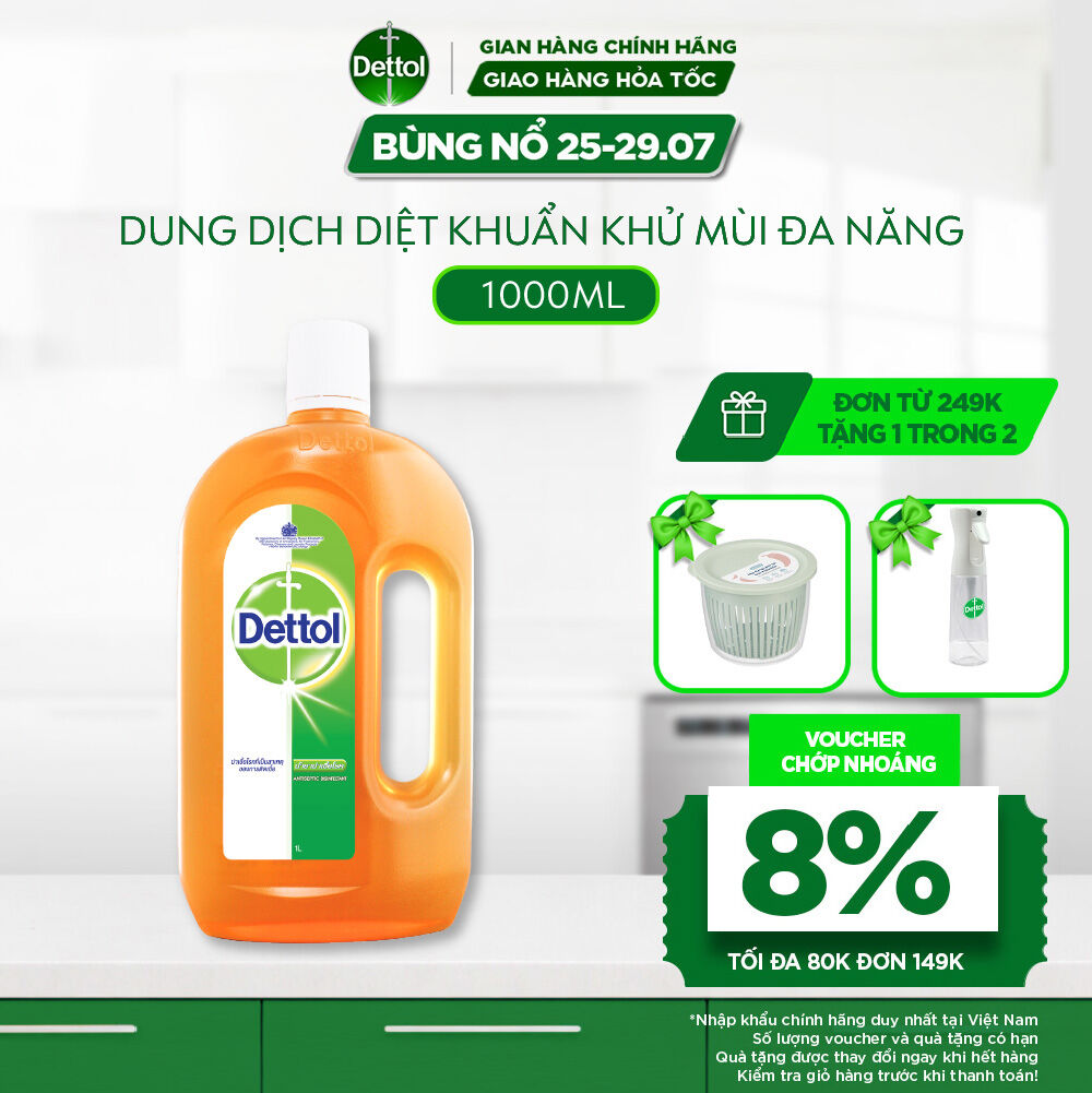 Dung Dịch Diệt Khuẩn Khử Mùi Đa Năng Dettol, Chai 1L