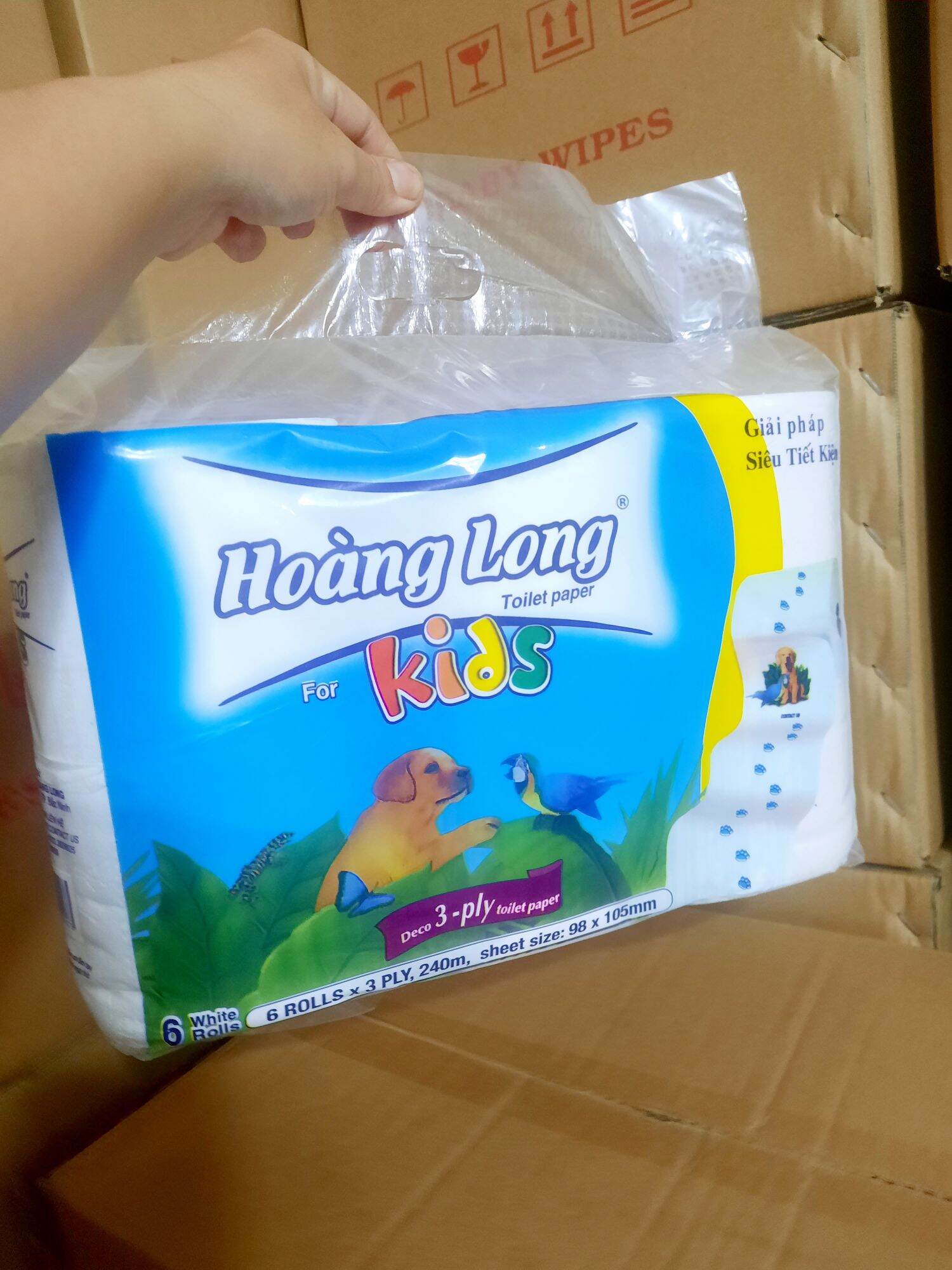 Lốc 6 Cuộn Giấy Hoàng Long Không Lõi