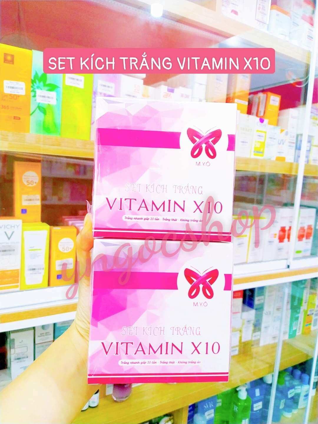 SET KÍCH TRẮNG VITAMIN X10 Một set có 17 sản phẩm gồm 4 loại 4chai tinh chất kích trắng mạnh 3chai khử thâm 5viên Arbutin 5viên vitamin
Thành phần Tăng độ trắng gấp 10 lần nâng tone nhanh Giúp da hấp thụ kem nhanh hơn