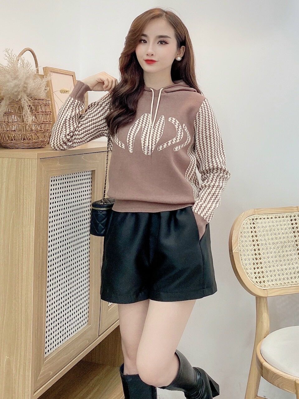 Áo khoác len nữ có mũ ❤️ áo khoác len form rộng hàn quốc kiểu dáng ulzzang siêu hot ❤️
