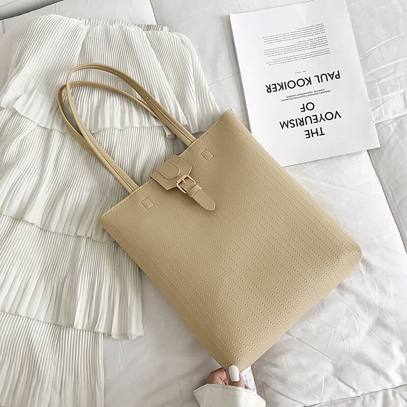 Bozhuoer, Túi Tote Cài Kim Chỉ May, Túi Đeo Một Vai Xách Tay Dễ Phối Thời Trang Cổ Điển Sành Điệu Mẫu Mới 2021, Túi Nữ