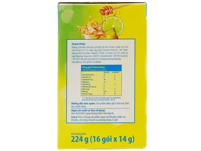 trà lipton ICE chanh mật ong hộp 224g [16 gói x 14g]