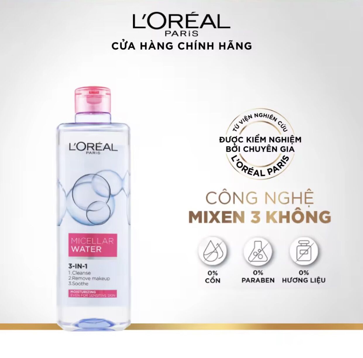 Nước Tẩy Trang Loreal Paris, L'Oreal Paris 3-in-1 Micellar Water Moisturizing - Màu Hồng