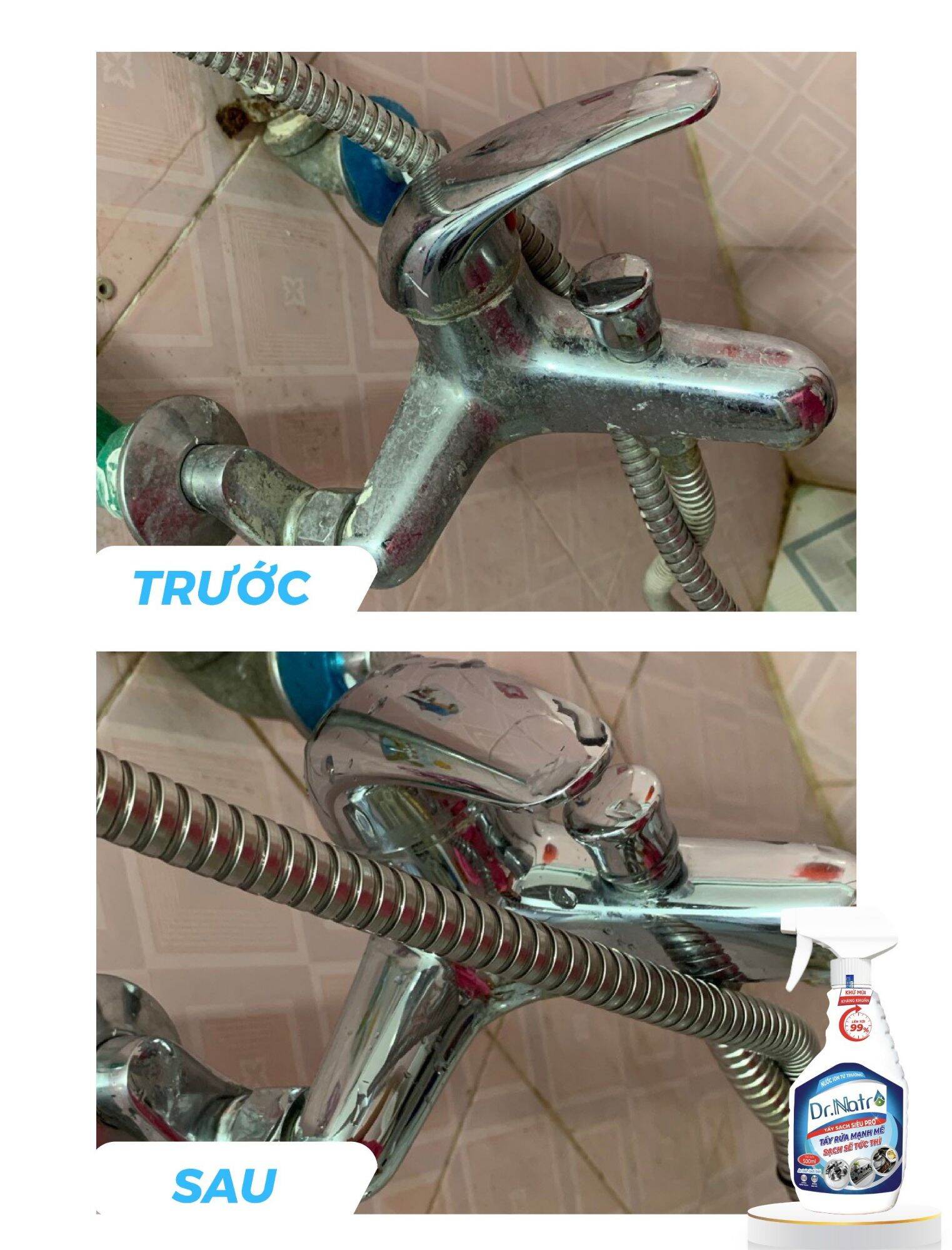 (Combo 2 chai) Nước tẩy đa năng Dr.natro (Tặng kèm 2 miếng xốp nhám chà đa năng và 1chai xịt nhỏ Drnatro) Làm Sạch,Vệ Sinh Bếp
