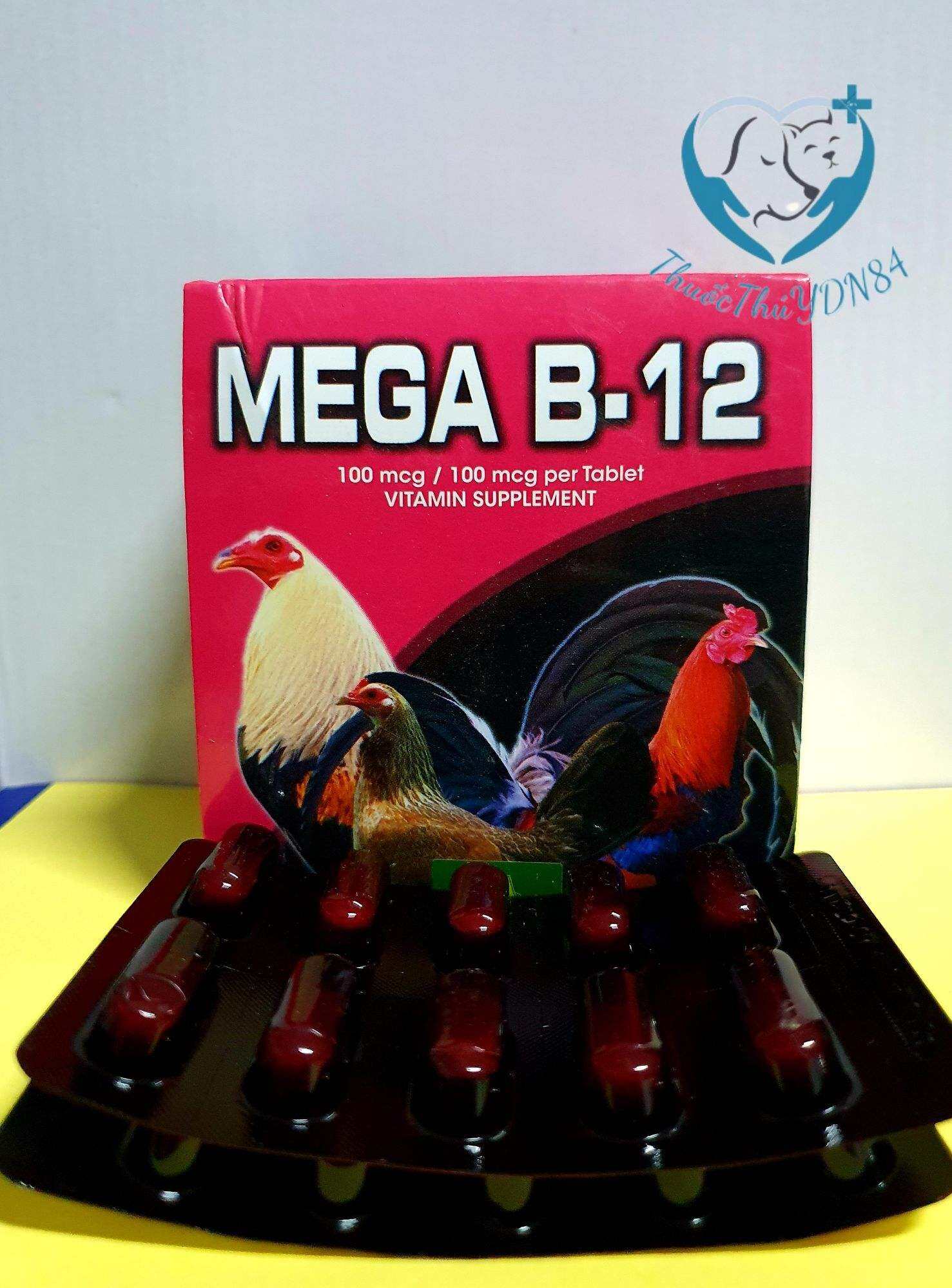 Hộp 10 vỉ [ 100 viên] MEGA B12 THUỐC NUÔI TĂNG NƯỚC MÁU CHO GÀ ĐÁ