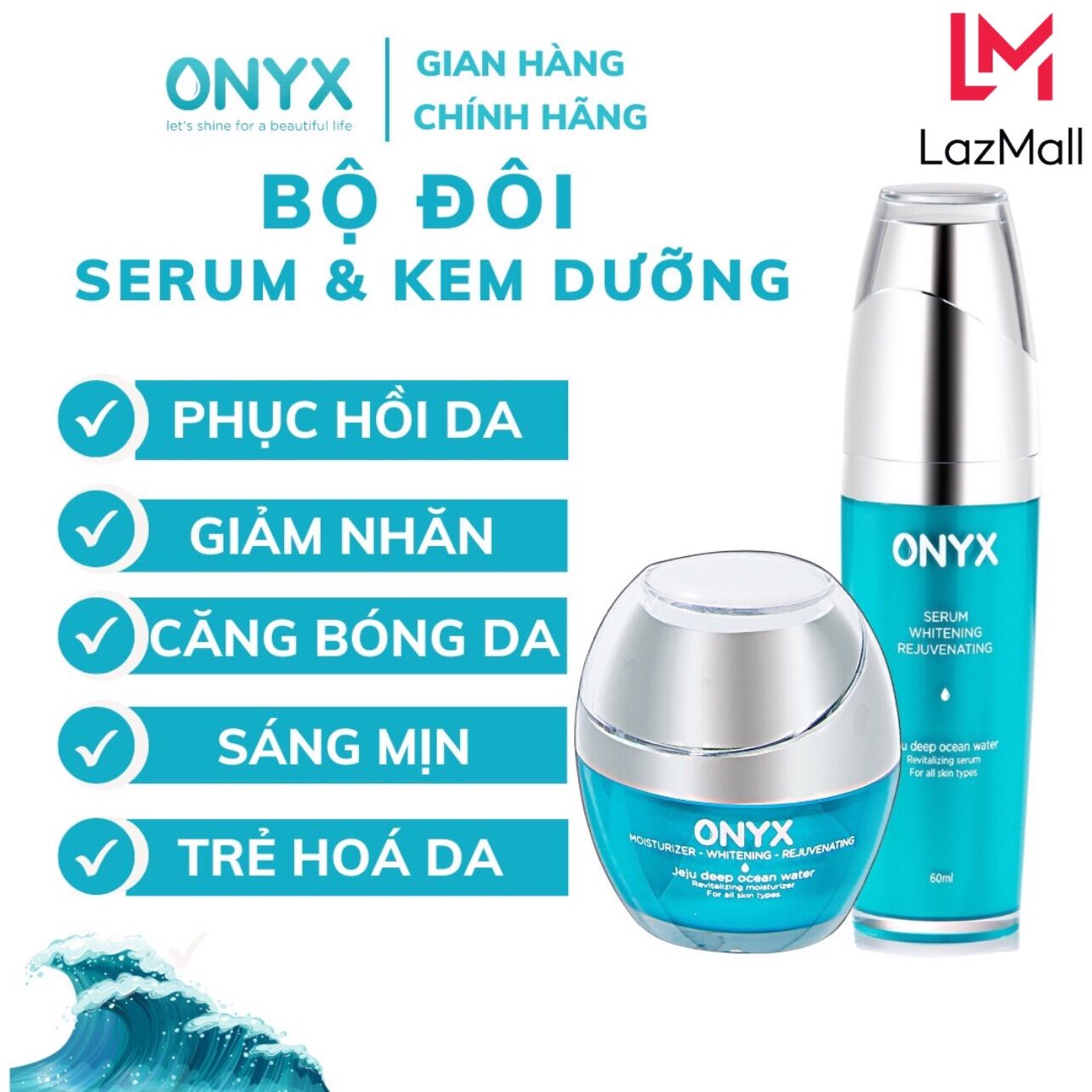 Bộ đôi serum và kem dưỡng onyx dưỡng da chuyên sâu giúp da sáng mịn căng bóng ,trẻ hoá |onyxcosmetics bảo thy