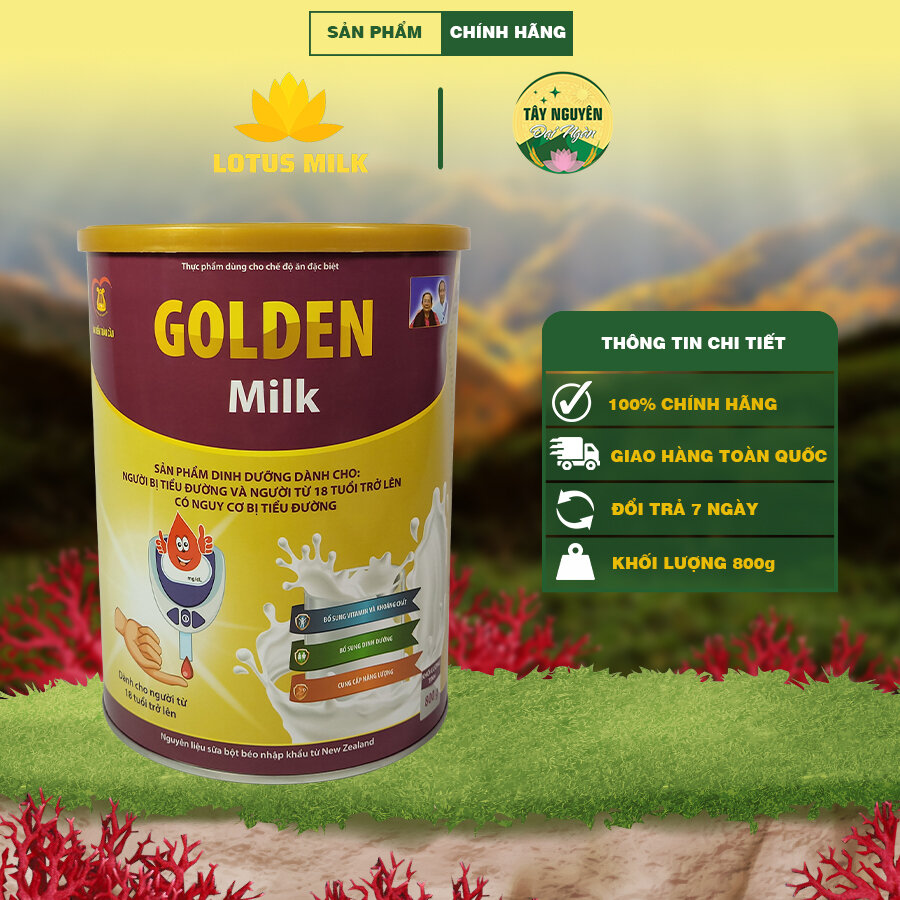 Sữa bột Golden Milk 800g - Dành cho người tiểu đường, tiền tiểu đường | Lotus Tây Nguyên