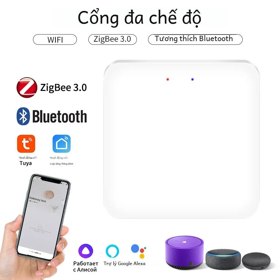 Cổng không dây đa chế độ thông minh Tuya với mô-đun tự động Wi-fi Bluetooth Zigbee Tương thích với Alexa Google Home để điều khiển âm thanh