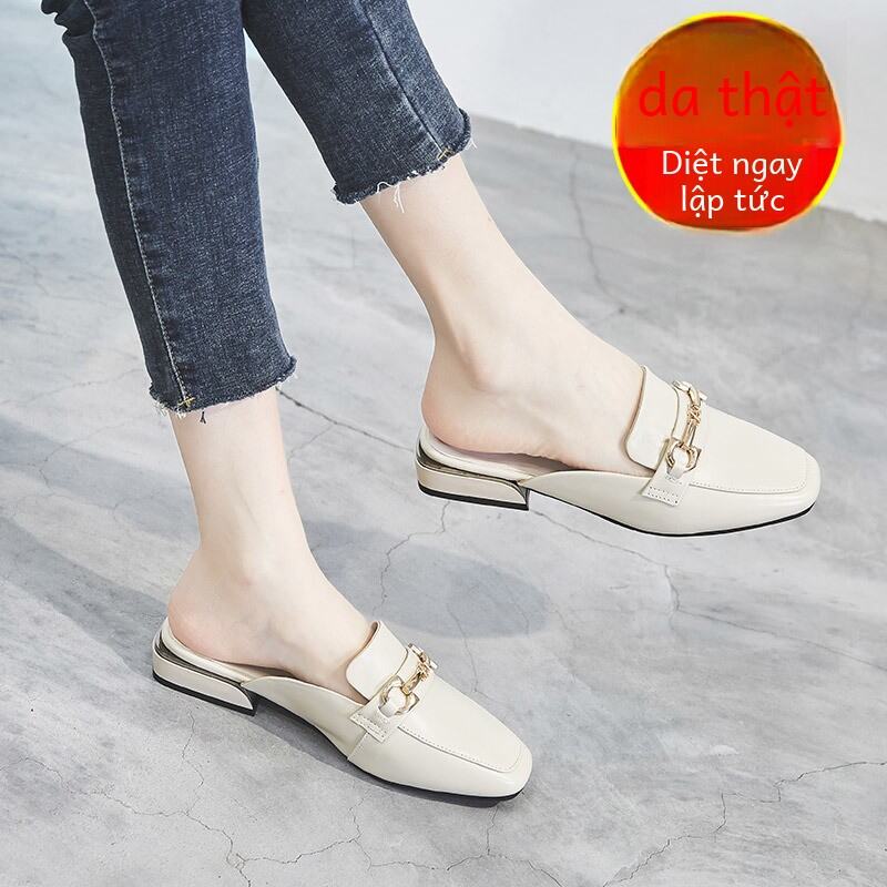 Giày Sandal Mules Da Dập Nhựa Cho Nữ Giày Đi Ngoài Trời Mùa Hè Thời Trang Có Gót Cao Bằng Da Dập Nhự