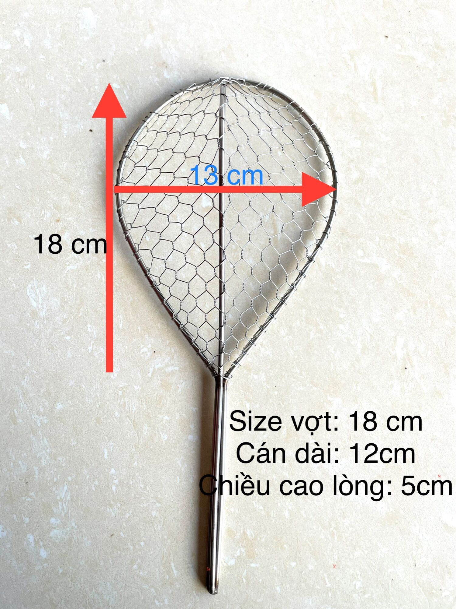 Vợt vớt cá inox 304, dạng muỗng.