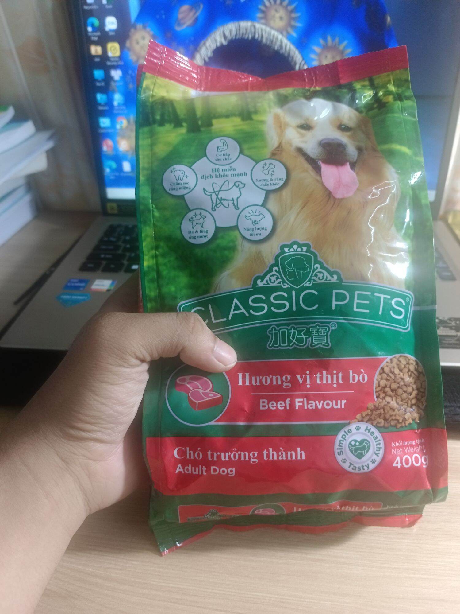 Hạt Classic Pets hương vị thịt bò cho chó trưởng thành 400g